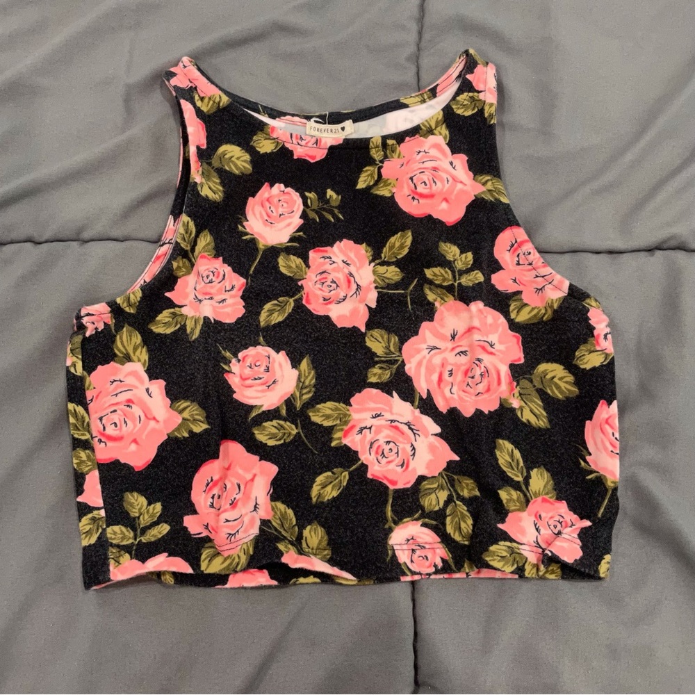 Forever 21 Floral Crop Tank Top